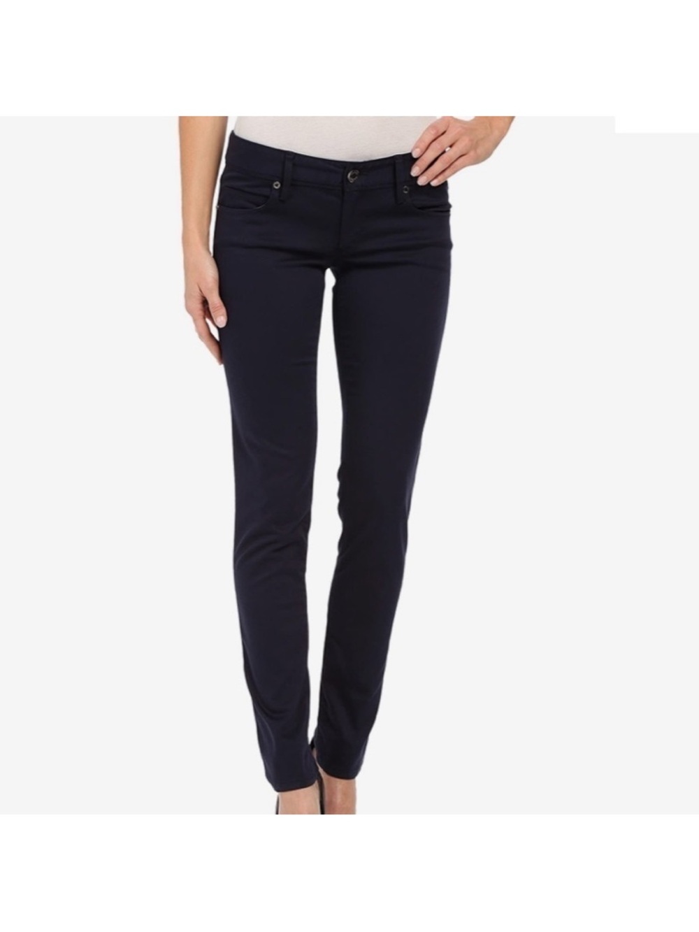 Lilly Pulitzer Worth Skinny Mini Pant Navy Blue Sateen Classic Basic Size 4